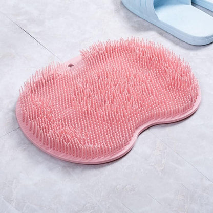 Silicone Shower Foot Scrubber Mat with Wall-Mounted Suction Cups