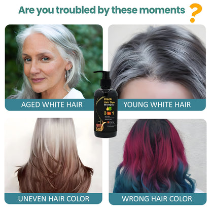 BLACK HAIR DYE SHAMPOO 3-IN-1  (NO SIDE EFFECT) - Buy 1 Get 1 Free 🔥