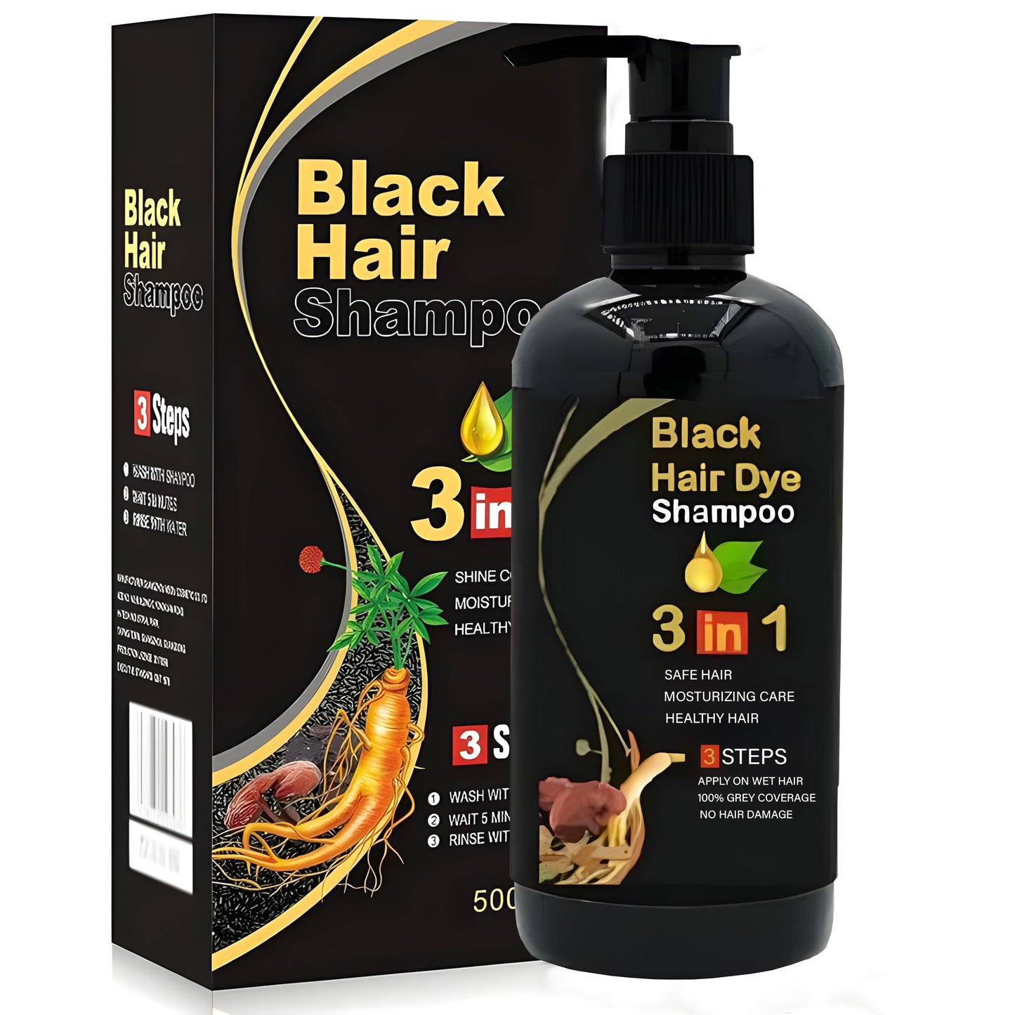 BLACK HAIR DYE SHAMPOO 3-IN-1  (NO SIDE EFFECT) - Buy 1 Get 1 Free 🔥