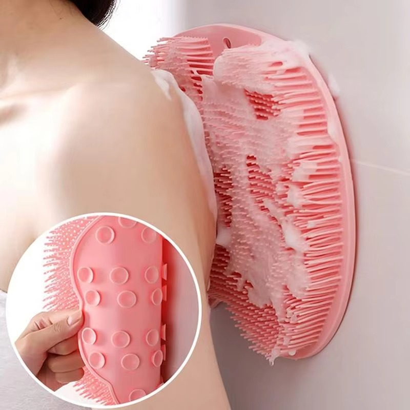 Silicone Shower Foot Scrubber Mat with Wall-Mounted Suction Cups