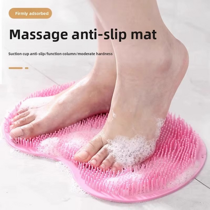 Silicone Shower Foot Scrubber Mat with Wall-Mounted Suction Cups