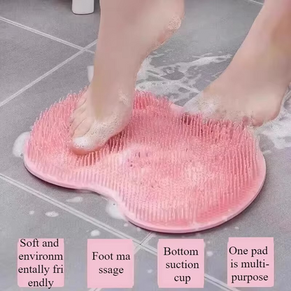 Silicone Shower Foot Scrubber Mat with Wall-Mounted Suction Cups