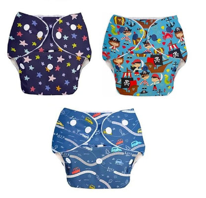 Baby Reusable Diapers - Waterproof & Leakproof - Adjustable Size ( Pack of 3 )