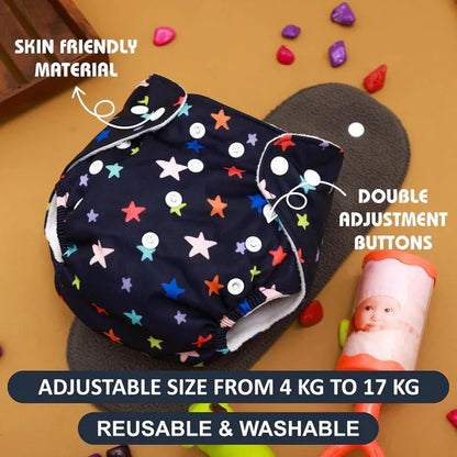 Baby Reusable Diapers - Waterproof & Leakproof - Adjustable Size ( Pack of 3 )